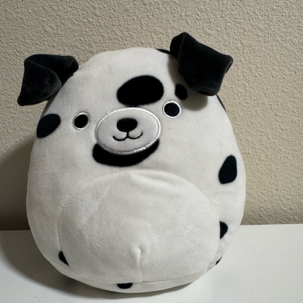 9” Squishmallow Black and White Dog
